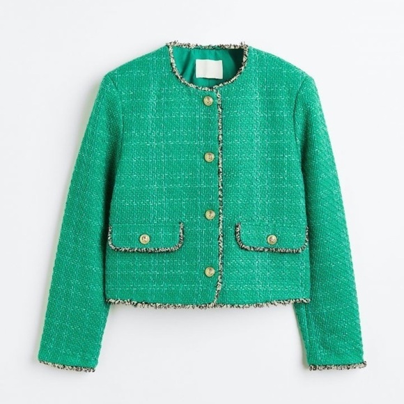 H&M Textured-weave Jacket in Green XL - Picture 2 of 13